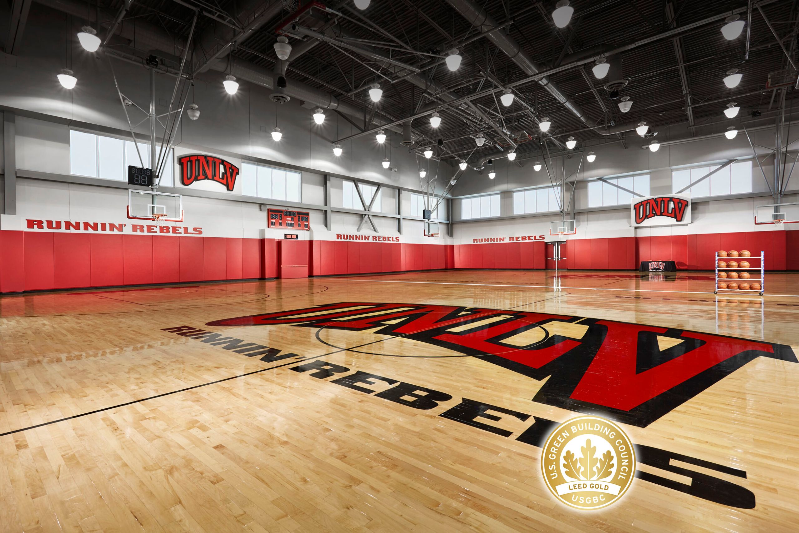 LEED Gold Certified UNLV Mendenhall Center basketball court